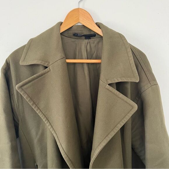 ALL SAINTS Olive Green Twill Indira Penza Winter Trench Coat - Picture 10 of 15